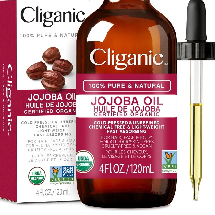 Cliganic Organic Jojoba Oil | Moisturizing Oil for Face, Hair, Skin & Nails 