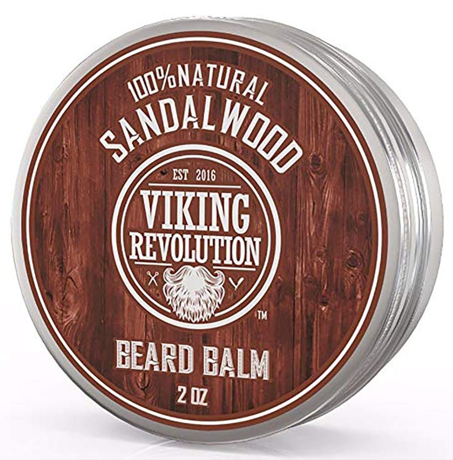 Viking Revolution Beard Balm with Sandalwood Scent and Argan & Jojoba Oils