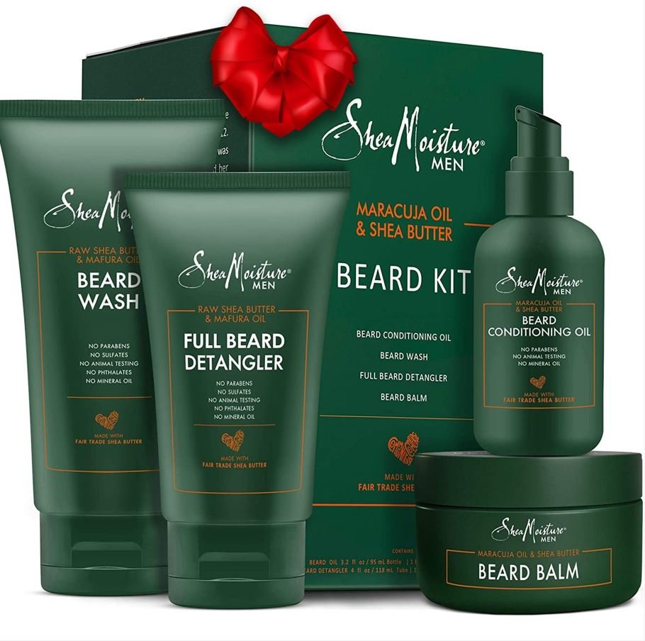 Shea Moisture Beard Kit for Men, Beard Wash, Beard Balm, Beard Oil, Beard Conditioner, Complete Beard Grooming Kit